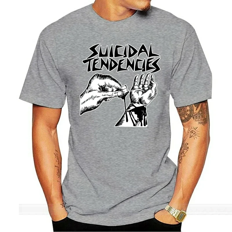 Suicidal Tendencies T Shirt  White T-Shirt Men Cartoon Print Cotton T Shirts Short Sleeve Music Tee Shirt