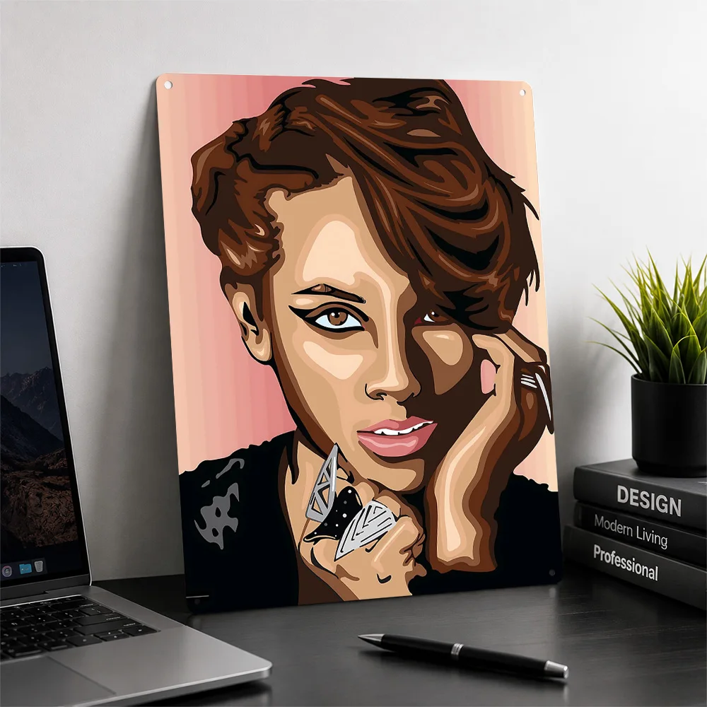 Alicia Keys Portrait Metal Poster Perfect Gift for Fans Lovers Personalized Wall Art Metal Sign for Vintage Retro Decoration