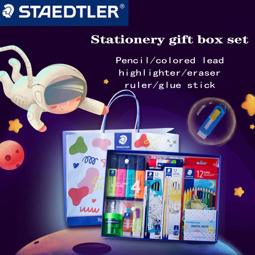 

1Set STAEDTLER Stationery Gift Box Set Pencil Highlighter Ruler Colored Lead Glue Stick Back To School Kawaii School Supplies