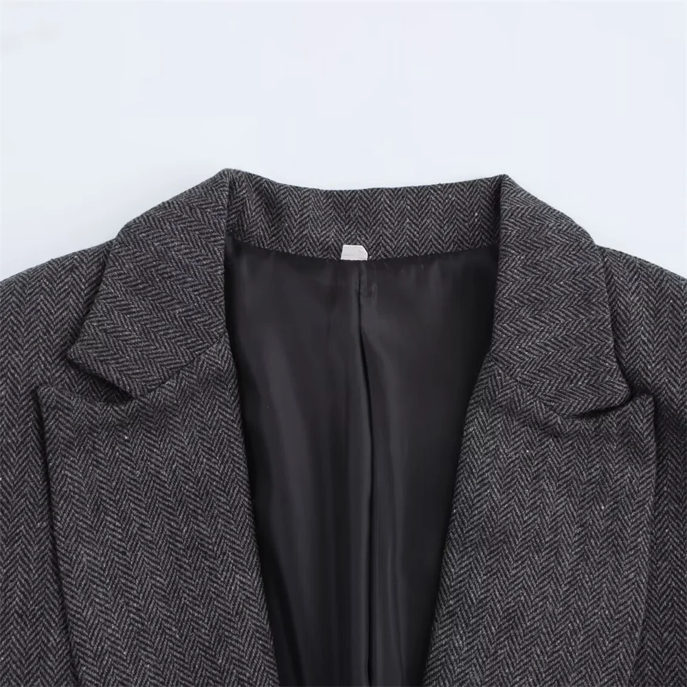 RARF-Veste de costume à double poche pour femme, tube droit alertes onal à chevrons doux, vêtements d'automne et d'hiver, nouveau, 2024