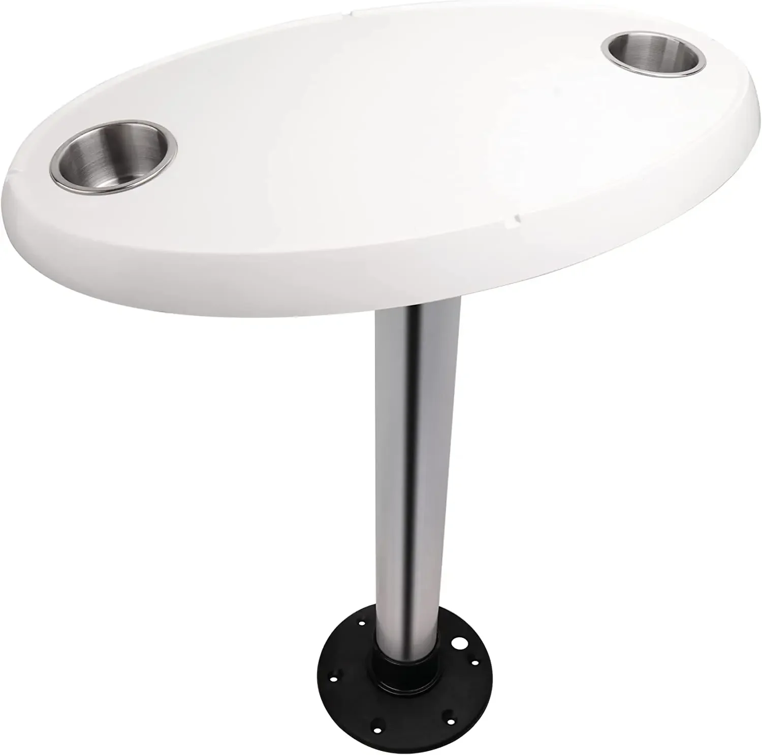 White Marine Thread-Lock Table Package - Oval Boat RV Table