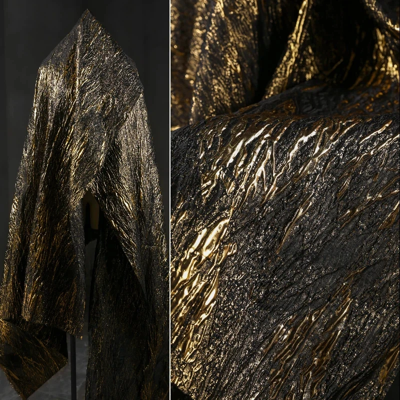 1M Luxury Shimmering 3D Heavy Texture Embossed Fabric Pleated Silhouette Retro Designer Fabric DIY Chinese Style Coat Gown Hanfu