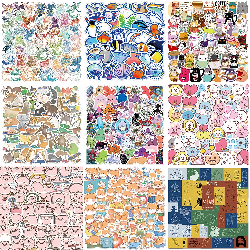 10/30/50PCS Cartoon Animal Stickers Series Deep Sea Octopus Graffiti Kids Toy Skateboard Luggage iPad Phone Decoration Wholesale