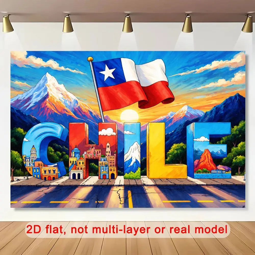 Chile Travel Tapestry, Santiago Landmark Wall Hanging, Colorful Country Art, South America Dorm Decor, Vibrant Room Blanket