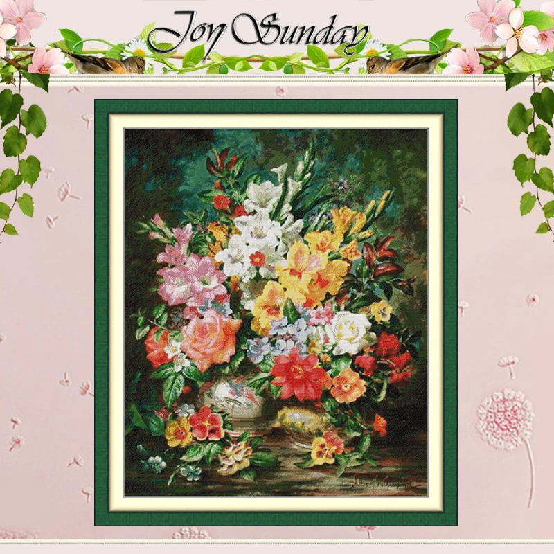 

A Lote of Flowers Bloom Patterns Counted Cross Stitch Set DIY 11CT 14CT 16CT Stamped DMC Cross-stitch Kit Embroidery Needlework