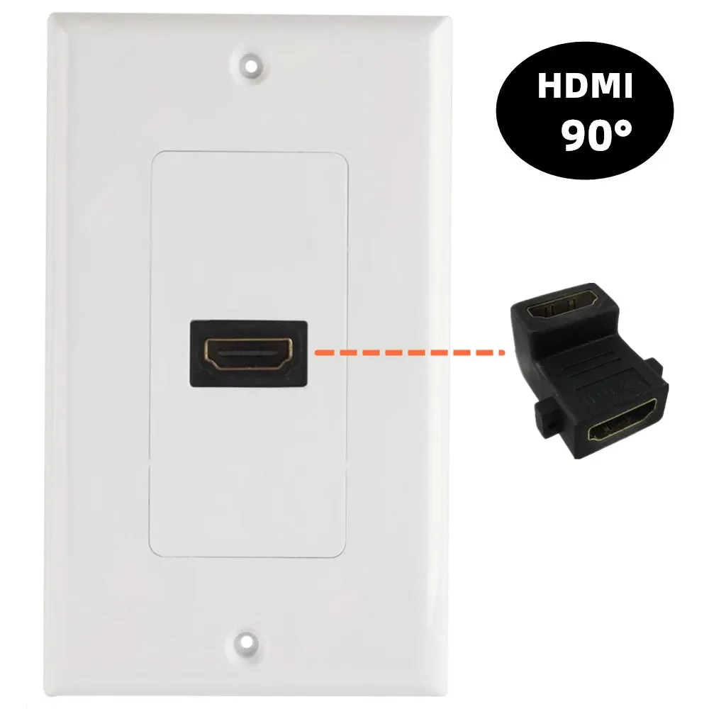 1 Port Gold-Plated HDMI Wall Plate Single Outlet Port Insert 4K 60Hz Face Plate Socket Insert Jack for Home Theater System