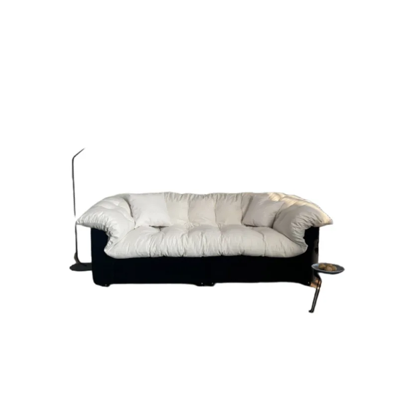 

French retro lazy style, camellia sofa straight row, black and white medieval wabi-sabi style