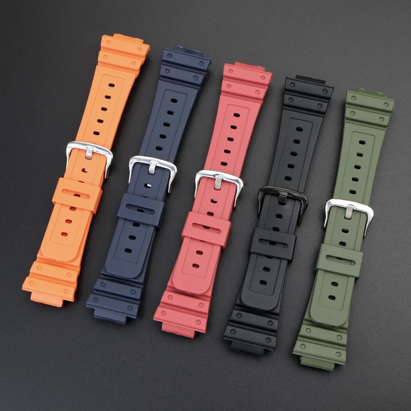 Waterproof Sweat Proof Silicone Watch Strap For Casio Small square DW-5600 GW-M56010 GW-5000U 5035 Resin Watchband 16MM Soft