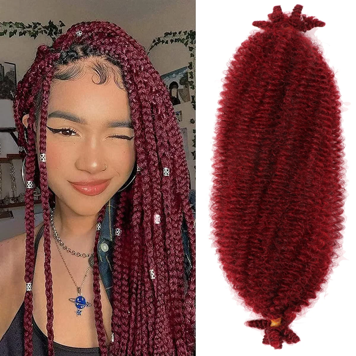 SAMBRAID Springy Afro Twist Hair Spring Twist Hair 16 Inch Braiding Hair Synthetic Hair Extension For Black Women