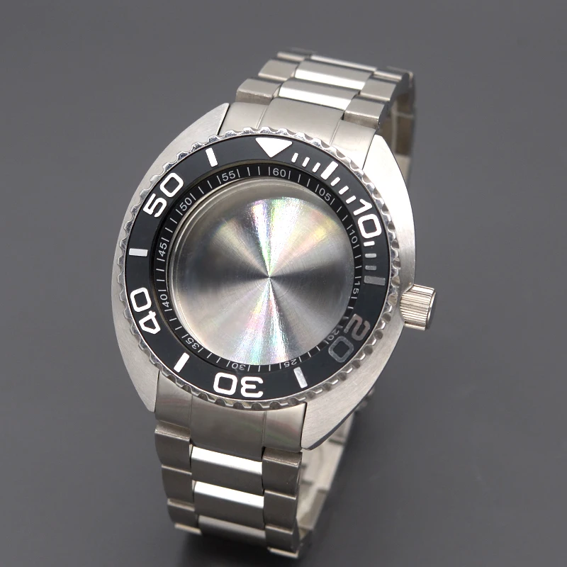 Mod 6105 6309 Turtle Abalone Watch Case With 316L Stainless Steel Bracelet Fit Japan 4R35 4R36 NH35 NH36 Movement Sapphire Cryst