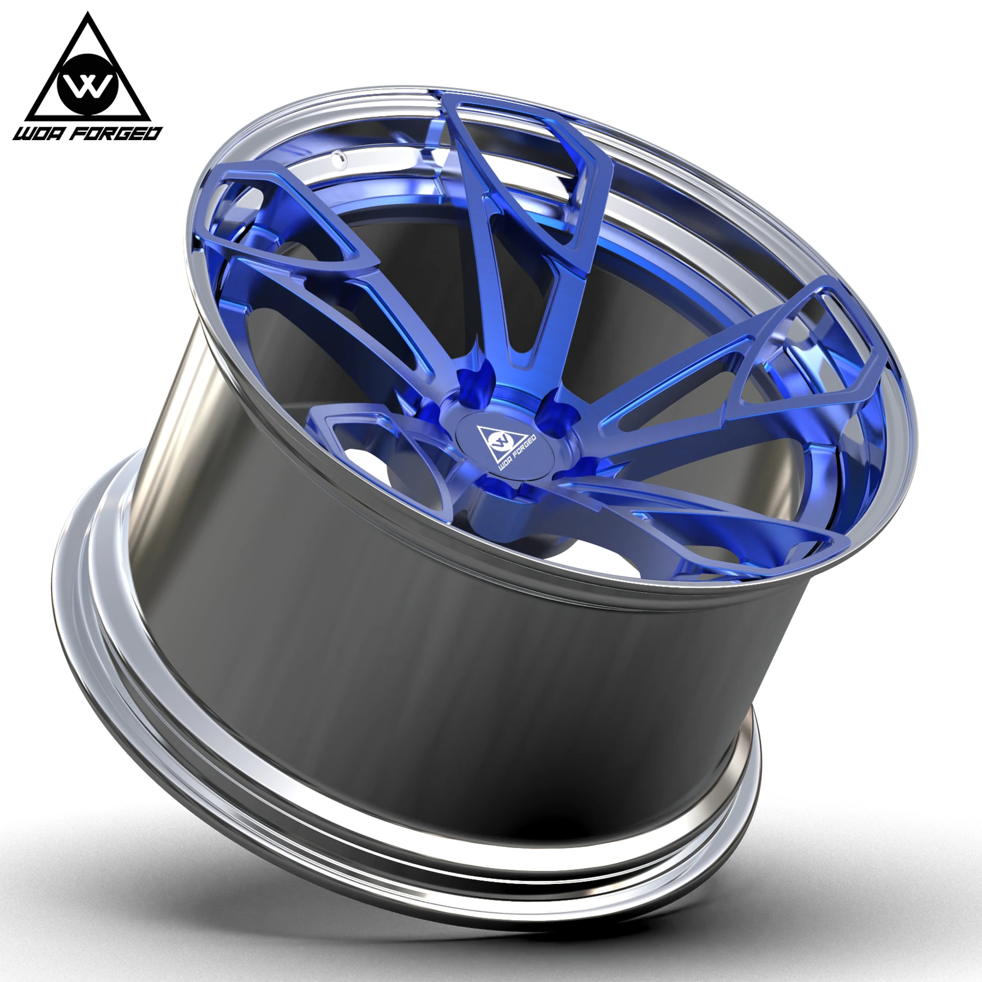 Customized 6061T6 Hot Design Aluminum Lightweight 2 Piece Wheels Forged Alloy Wheel 18 19 20 21 22 Inch Blue Disc Aluminum Rim f