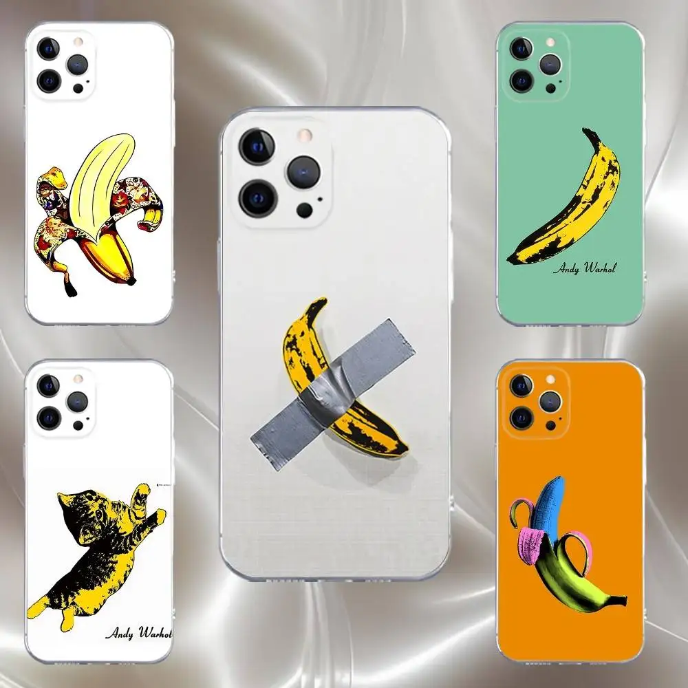 

A-Andy W-Warhol Banana ART Phone Case For iPhone 17,16,15,14,13,12,11 Pro,Max,Plus,X,XS,XR,SE4,E Mini Transparent Soft Cover