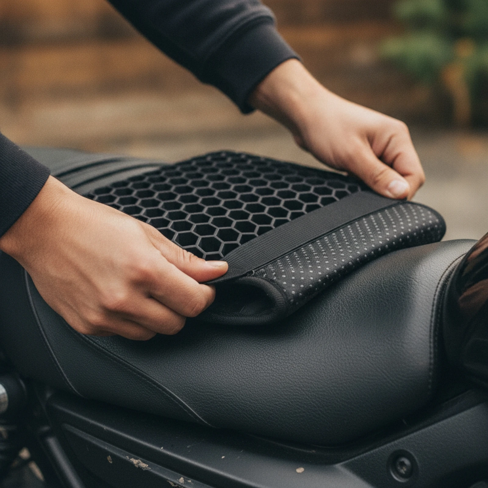 Motorcycle Seat Cushion Breathable Motorcycle Seat Pad Contoured Anti-Slip for Motorcyclists, Long Commutes