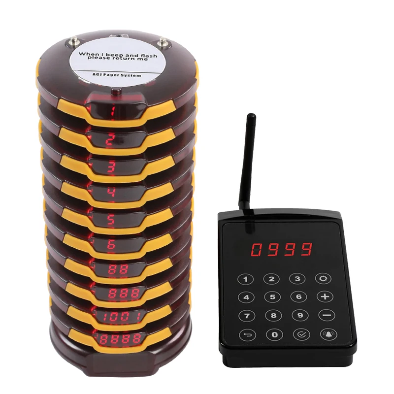 Wireless Restaurant Pager System Calling Coaster Buzzers Long Range 1000 Meters For Cafe Church Clinic Food Court Food Truck