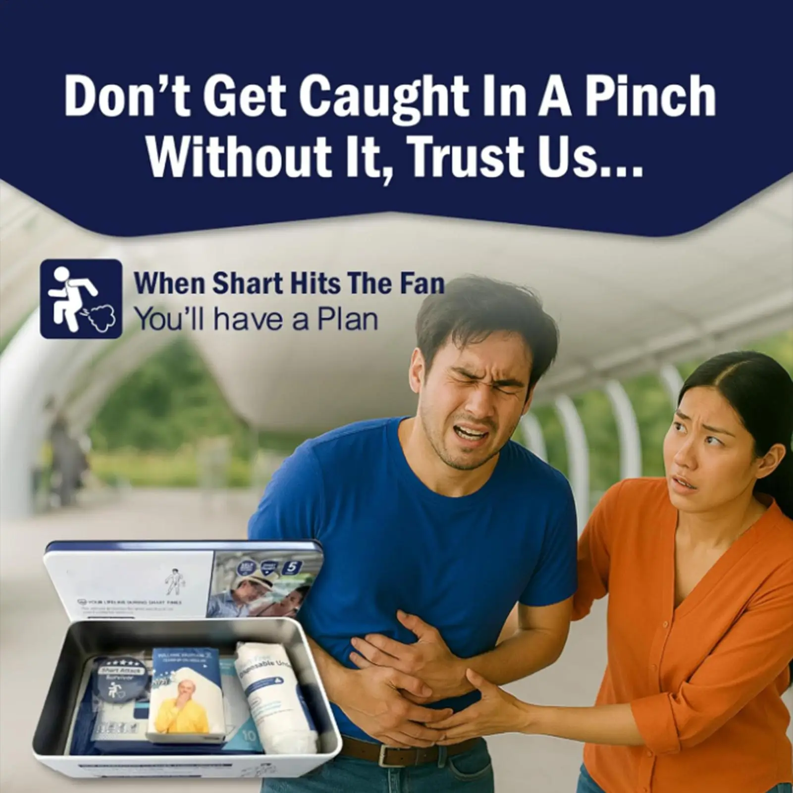 Gag Survival Kit Portable Compact with Wet Wipes Poop Survival Prank Set for Husband Men Family Friends Teens Adults Birthday