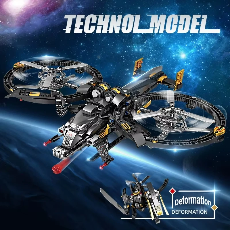 

458pcs Science Fiction Series Aricraft Starfighter Variable Mecha Small Particle Assembly Building Block Educational kids Gift