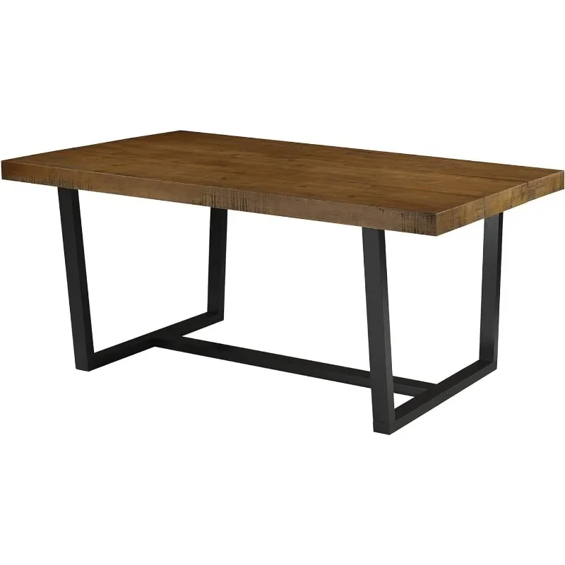 Walker Edison Andre Modern Solid Wood Dining Table, 72 Inch, Rustic Oak