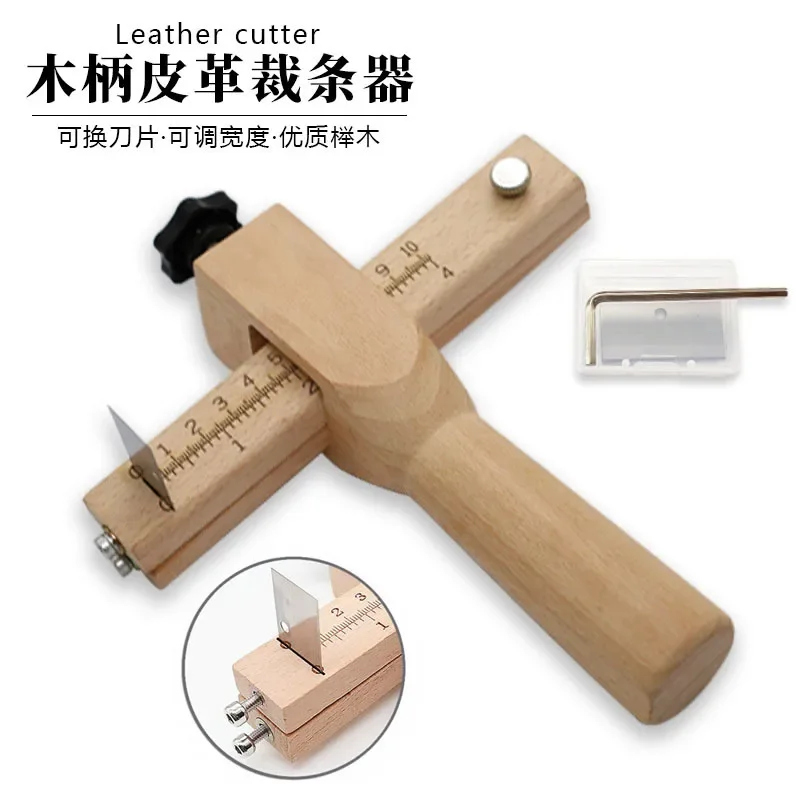 Adjustable Leather Strap Cutting Tool with Razor Sharp Blades, Perfect for Handmade DIY Leathercraft Work