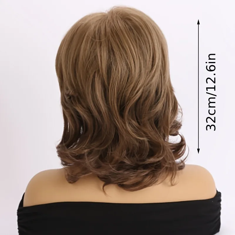 Peruca feminina ondulada encaracolada de 12 polegadas, cabelo sintético resistente ao calor, versátil para mulheres