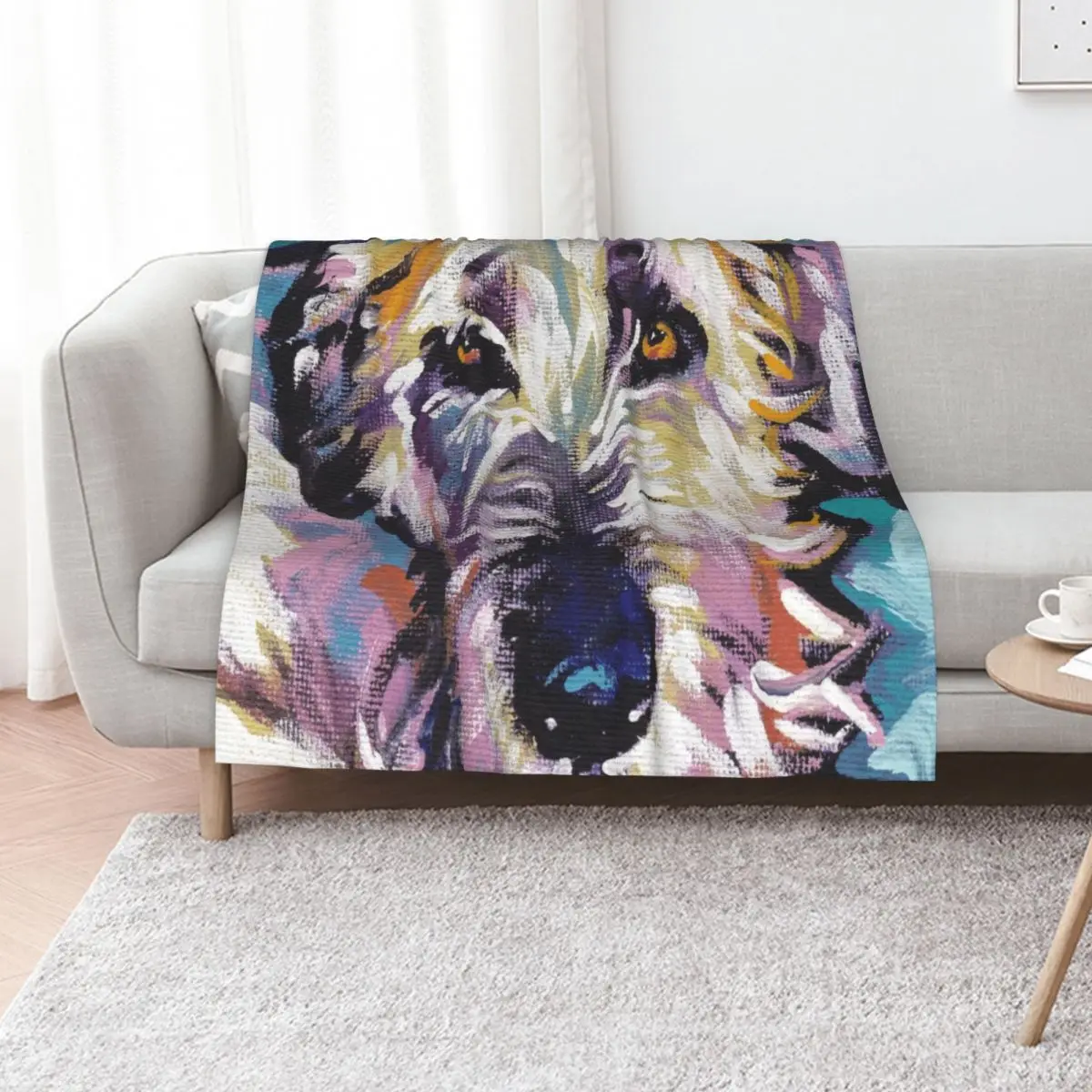 Irish Wolfhound Dog Bright colorful pop dog art Throw Blanket Heavy blankets and throws Baby blankets ands Cute Blankets