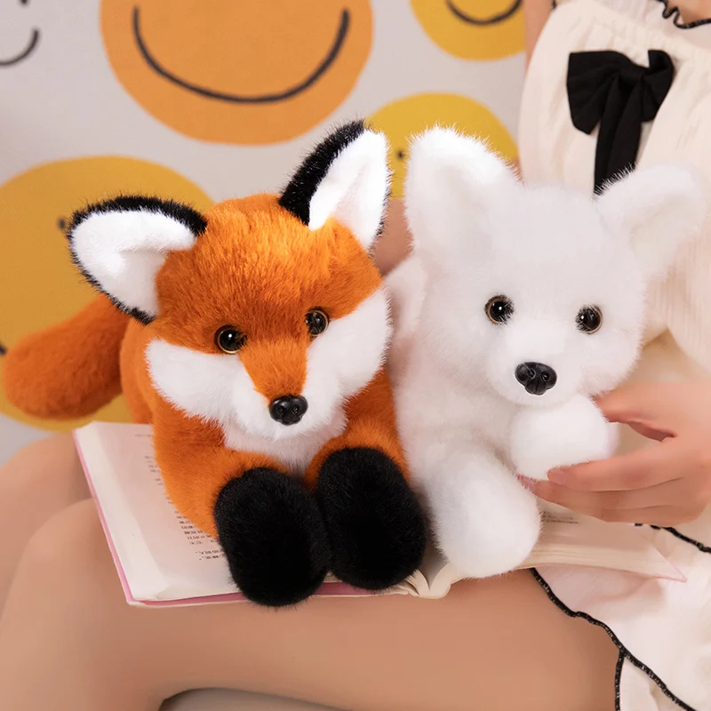 45-90CM Cartoon Foxes Plush Toys Long Tail White Red Fox Doll Soft Stuffed Huggable Pillow Birthday Xmas Gift