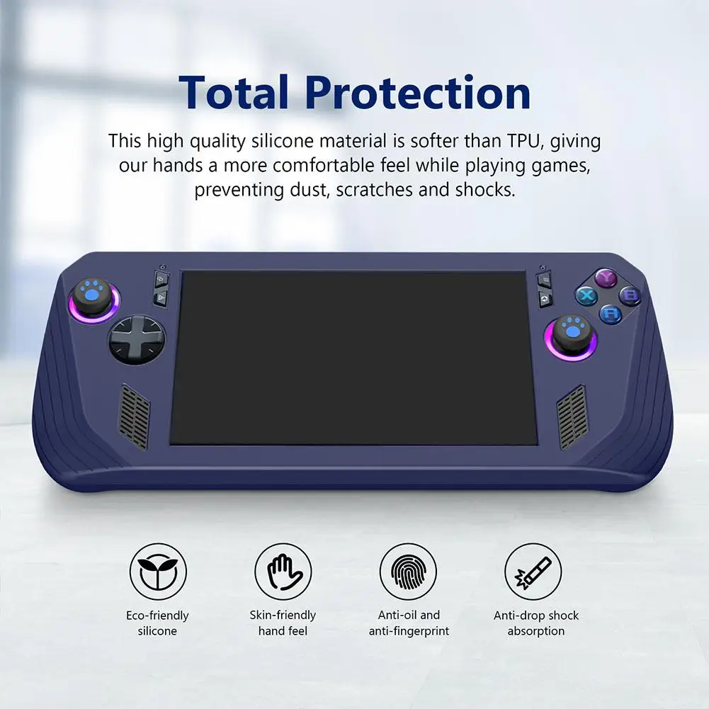 Soft Silicone Protective Cover FOR ASUS ROG Ally X Game Console Case With Cat Paw Rocker Caps Anti-Scratch Protective Shell