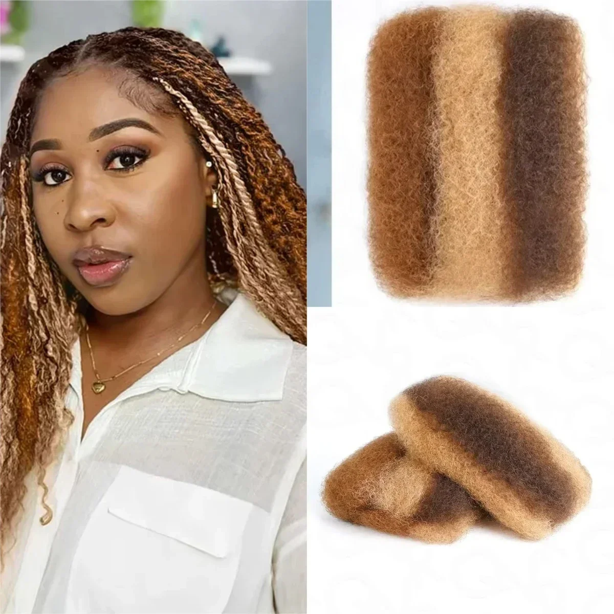 

Afro Kinky Bulk Hair 100% Remy Human Hair QVR Afro Curly Bulk Human Hair No Attachment For Braiding Highlight Dreadlock Braids