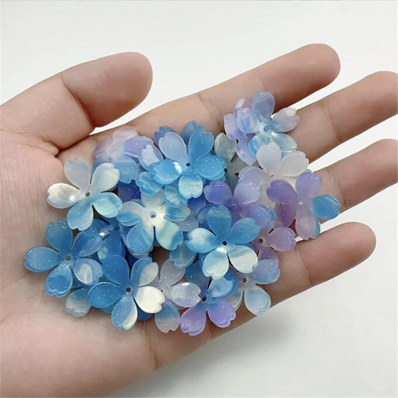 23mm resin beads Imitate shell torus acetic acid flower beads connectors for diy earrings hairpin jewelry making accessories