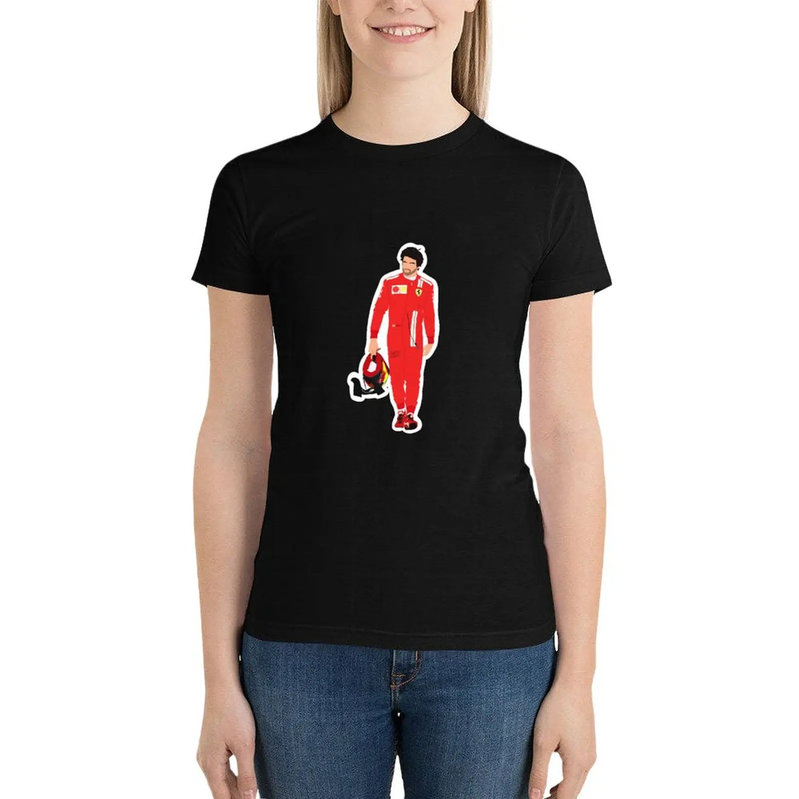 Carlos Sainz walking through the pitlane T-Shirt shirts graphic tees tees tops lady clothes Women's clothing