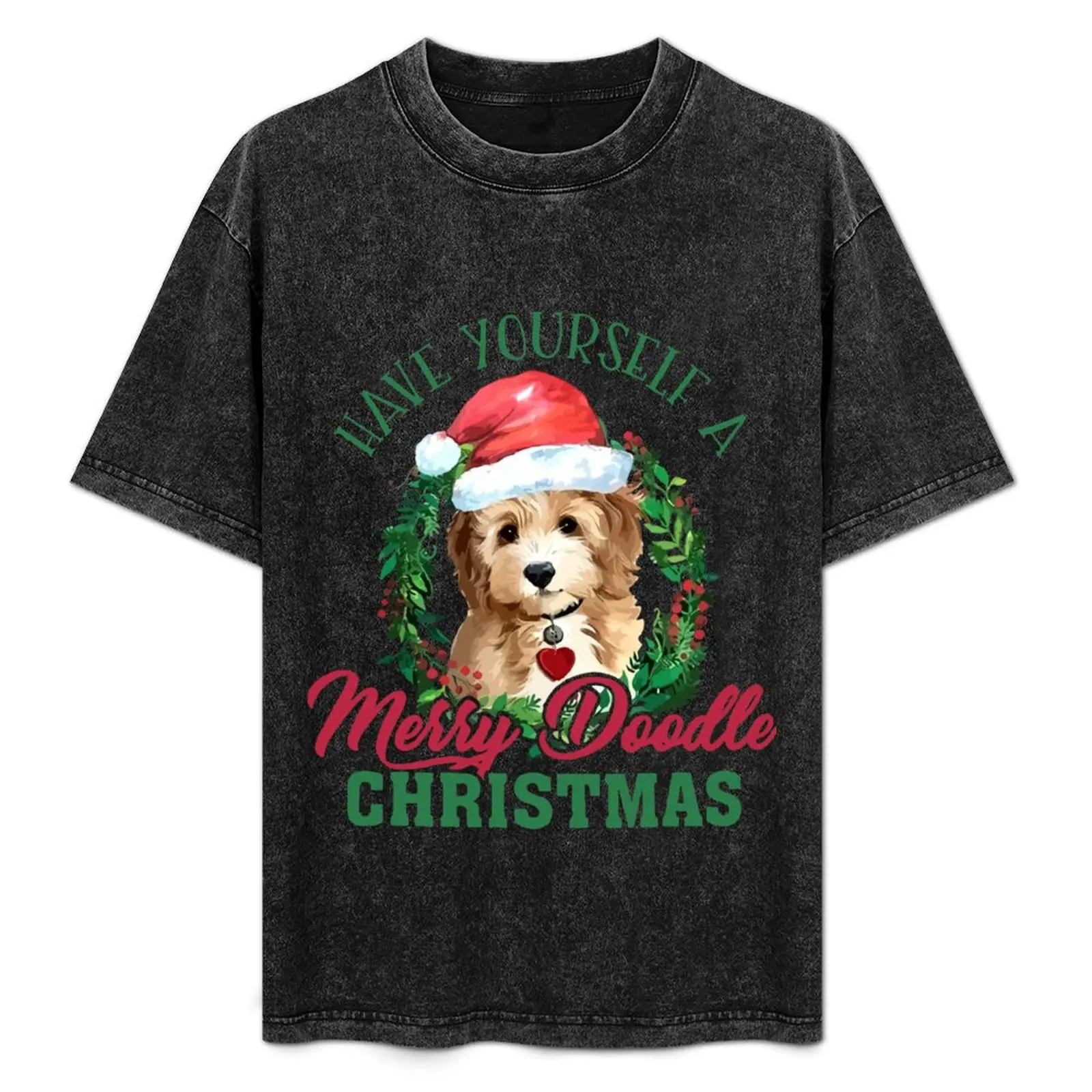 

Have Yourself A Merry Doodle Christmas Goldendoodle Dog Love Tshirt T-Shirt Casual Fashion Short Sleeve Cotton T-Shirt