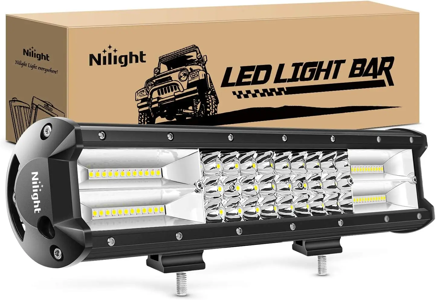 Nilight 15Inch Triple Row Lights 216W 21600LM Flood Spot Combo Beam LED Light Bar Driving Boat Super Bright Led Off Road Trucks