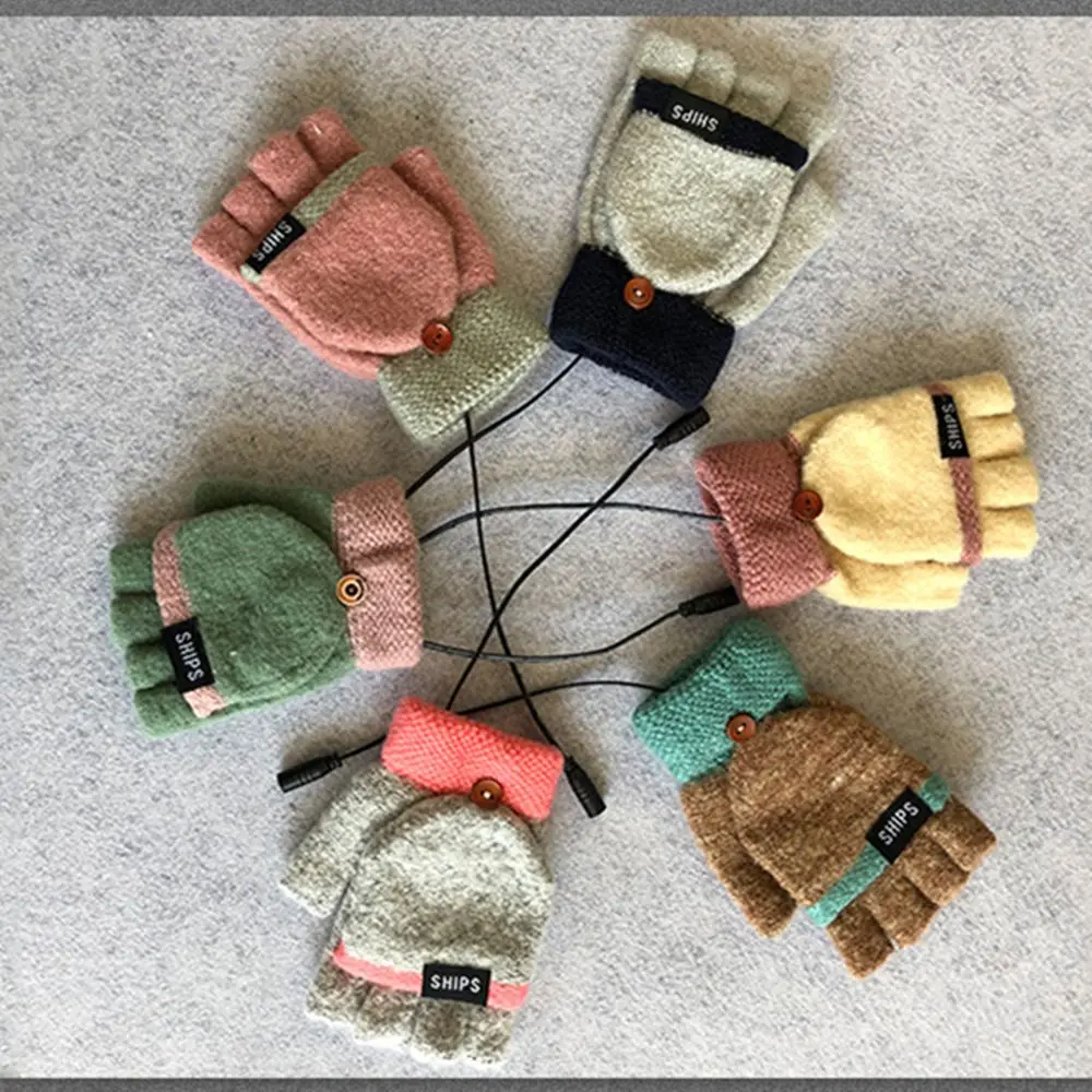 Warmer Heated Gloves Thermal Winter Mittens Electric Heating Gloves Full&Half Finger USB Heated