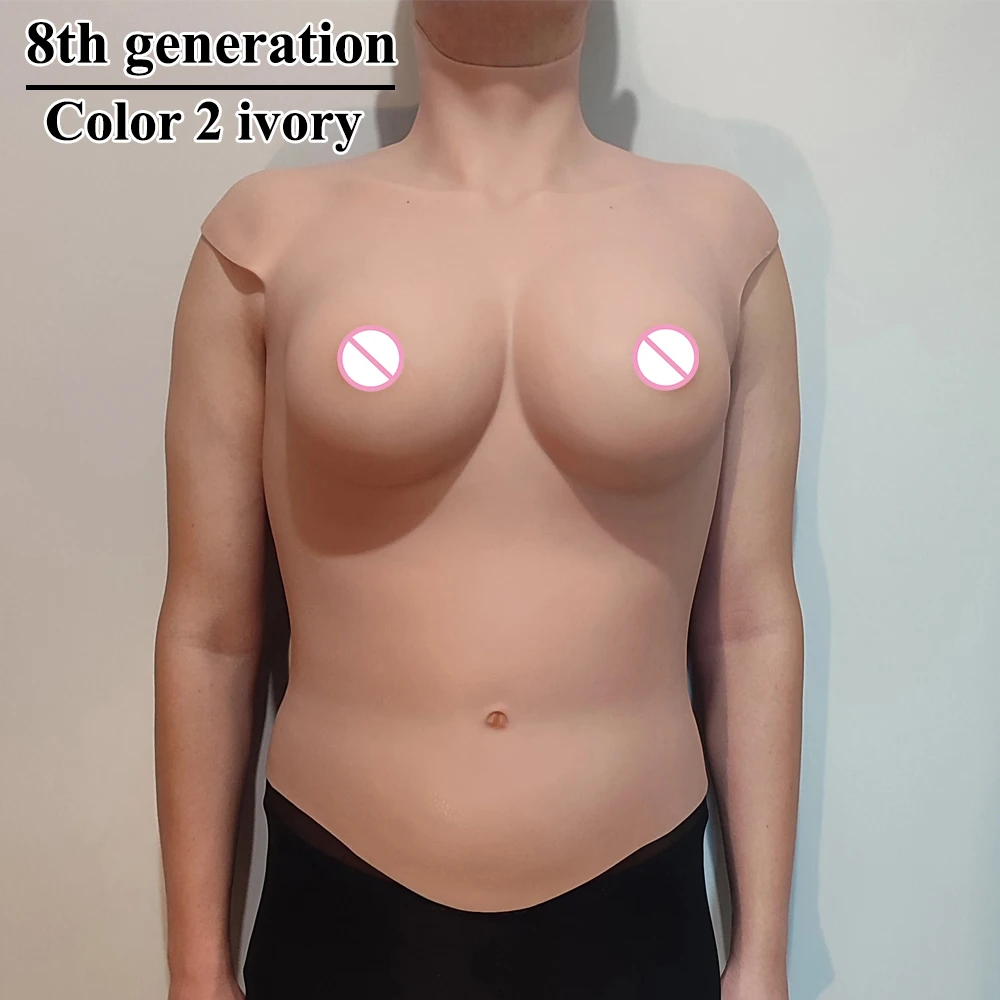 EYUNG 9th Crossdressing Fake Breasts Silicone Fake Breast Bodysuit Fake Boobs Shemale Breast Plates Artificial Halfbody Boobs