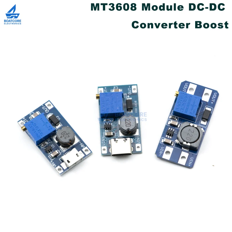 1/3/5/10PCS MT3608 DC-DC Step Up Converter 2A Booster Module 2-24V to 5V 9V 12V 28V Adjustable Power Supply Type-C USB