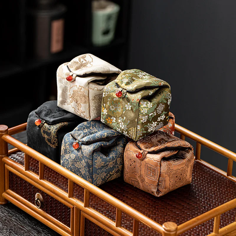 Brocade Nishijin Woven Tea Storage Bag Teapot Master Cup Pouch For Outdoor Kung Fu Tea Ceremony Home Table Decor Craft Gift