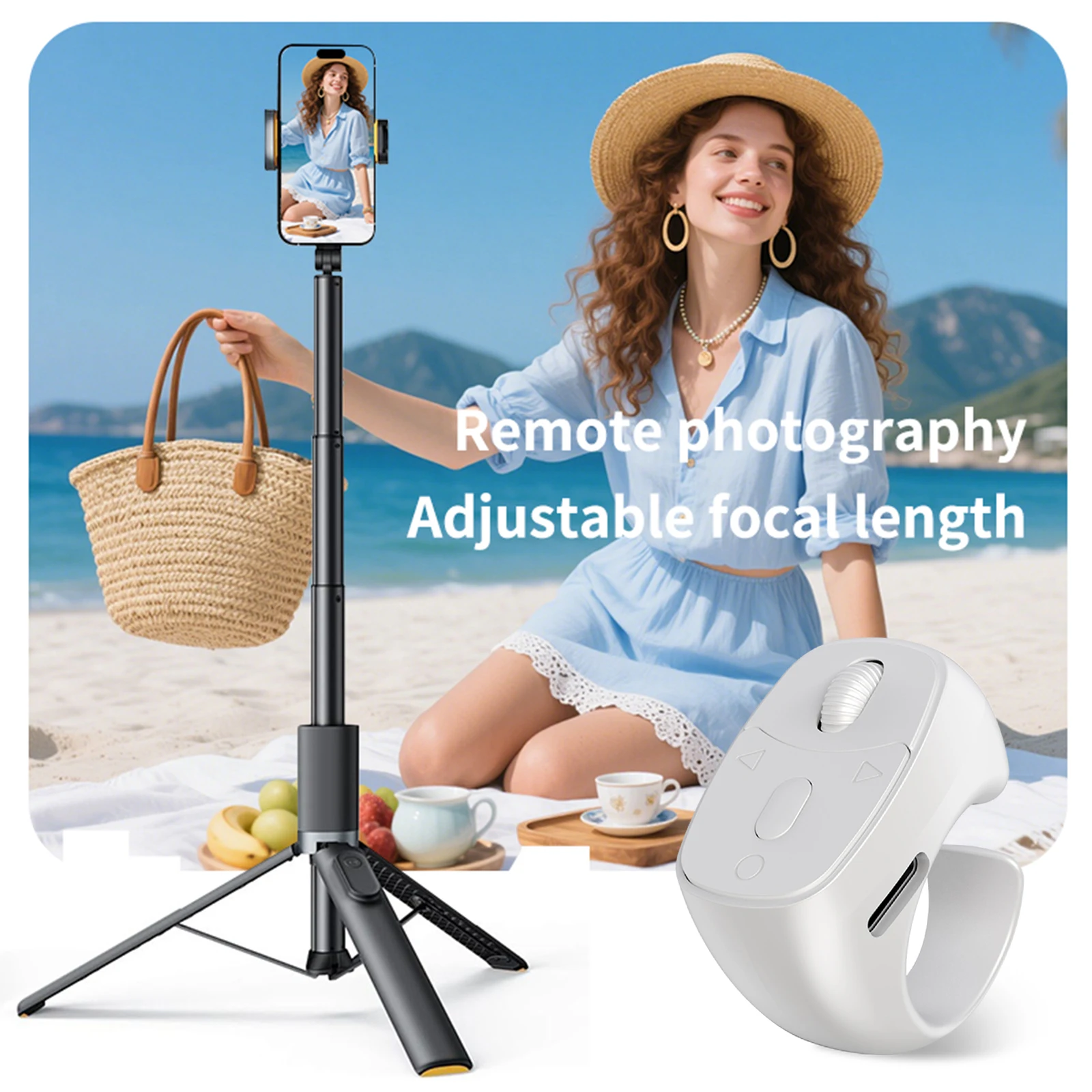 مصراع الإصبع اللاسلكي للتحكم عن بعد بلوتوث وحدة تحكم الهاتف المحمول فيديو التقليب تصفح للهواتف الذكية مصراع الكاميرا