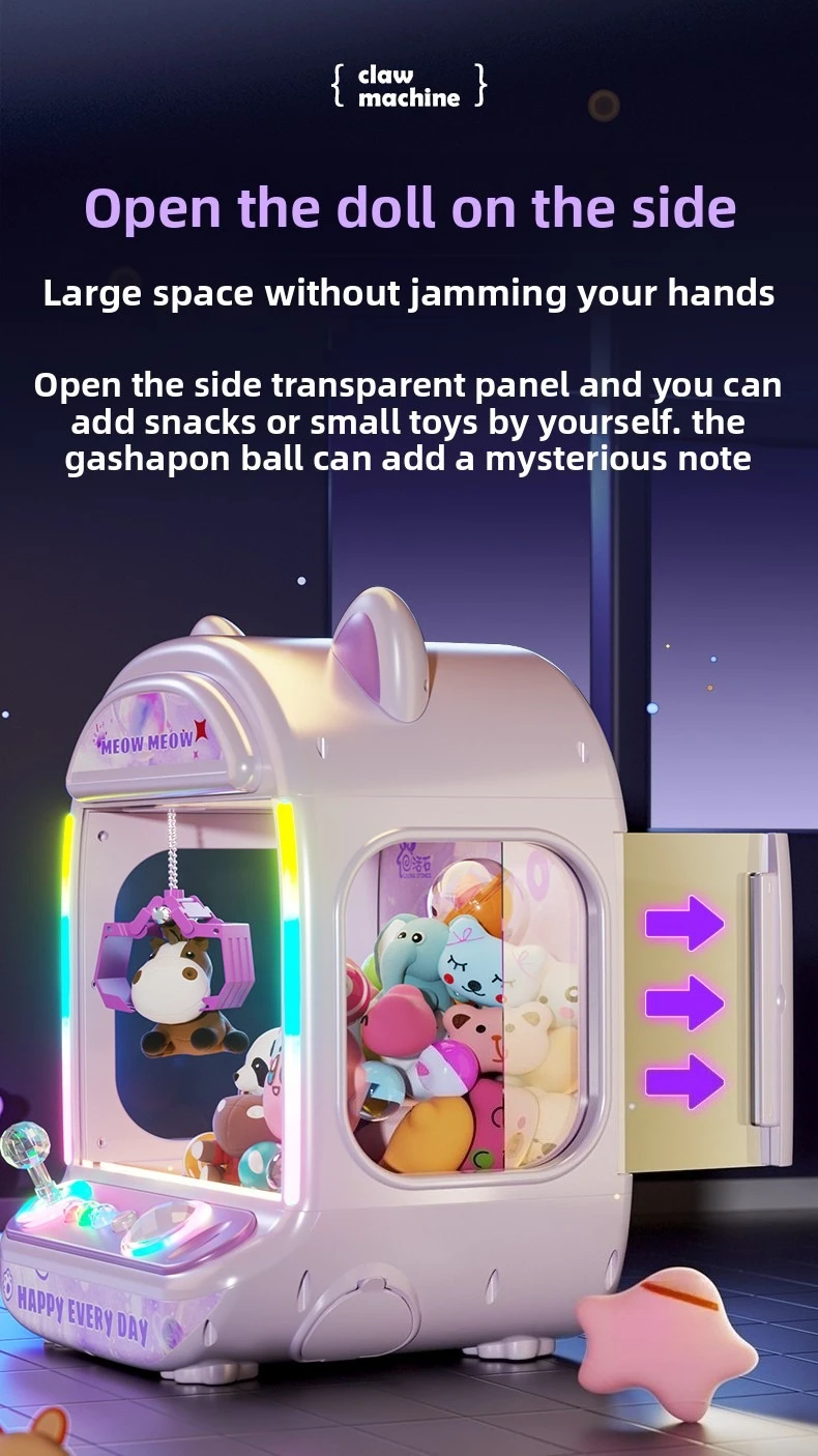 DIY Lila Automatische Puppe Maschine Kinder Münze Betrieben Spielen Spiel Mini Klaue Fangen Spielzeug Kran Maschinen Musik Puppe für Weihnachten Geschenk – Detail 11