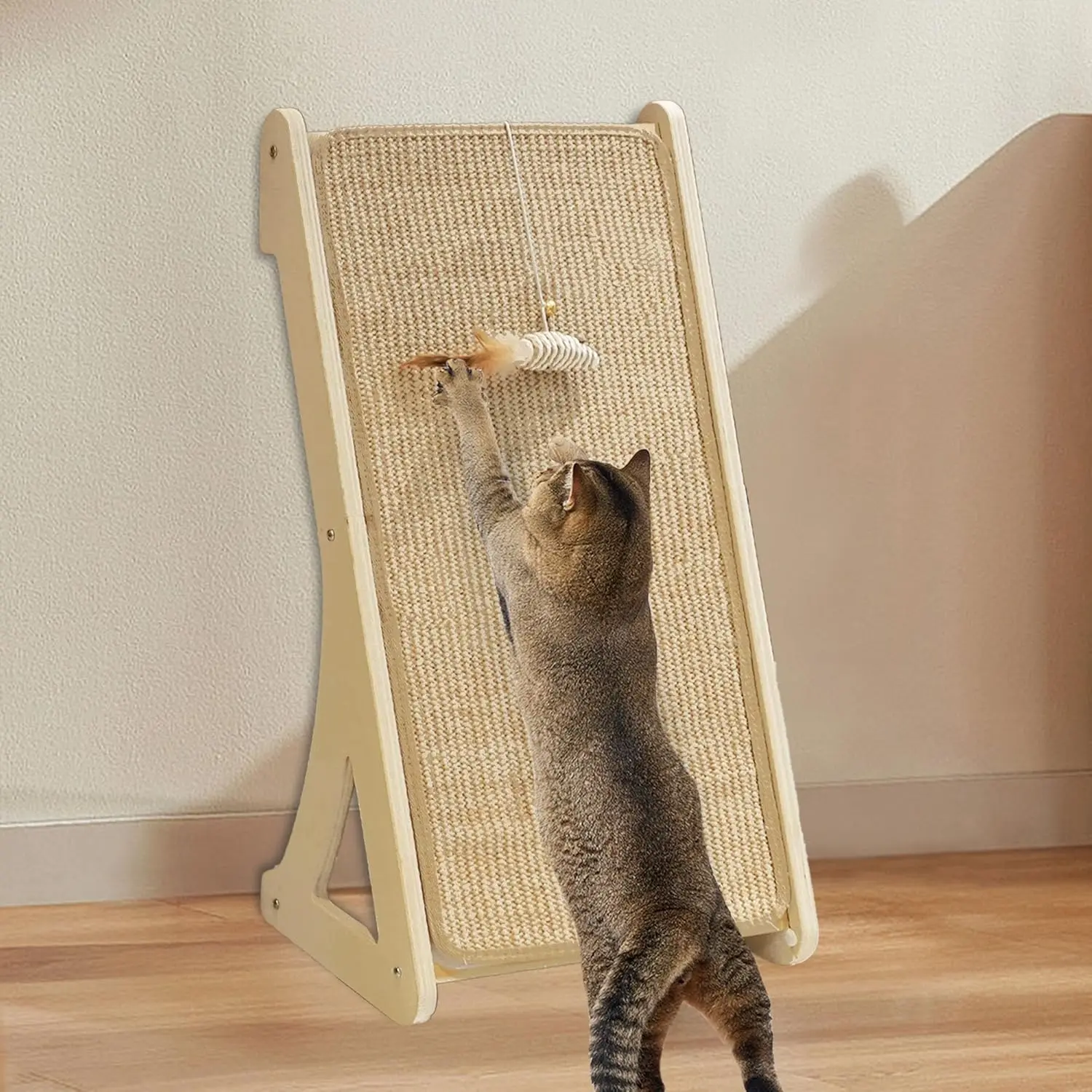 

Cat Scratcher, Sisal Cat Scratching Pad, L Shape Cat Scratch Pad for Indoor Cats, 27 Inch Furniture Protector with Mouse