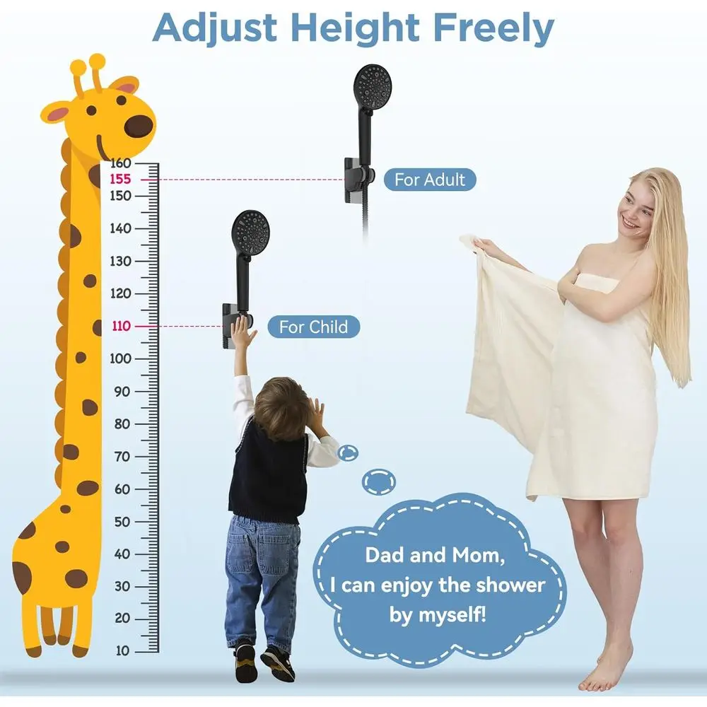 مجموعة دش محمولة للمطر والضغط العالي مع غسيل كهربائي وفلتر الكلور - أسود