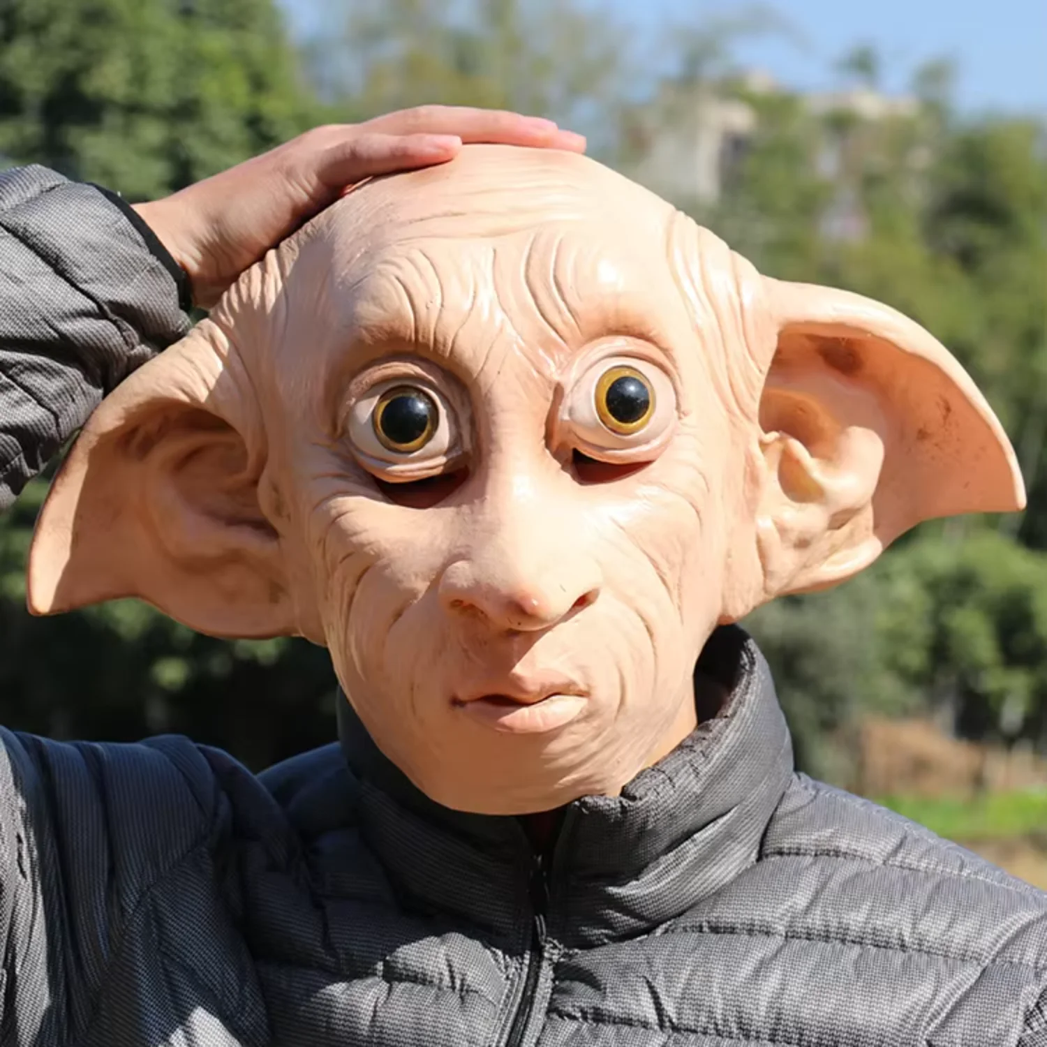 

Superhero House-elf Dobby Mask Latex and Silk Cosplay Costume Props for Halloween Dress Party Headgear Dress up