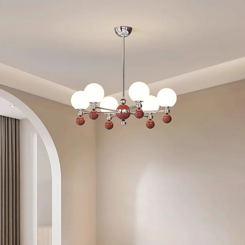 New Modern Full Spectrum Led Chandelier Health Eye Protect Chrome Pendant Lights Living Room Led Light Fixtures Glass Metal Lamp image 4
