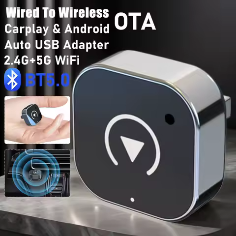 Wireless Carplay Adapter Wired To Wireless 2.4G+5G WiFi Mini USB Dongle Bluetooth 5.0 Android Auto Connector Linux System AI Box