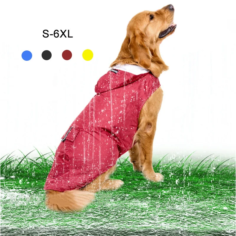 Impermeabile per cani giacca con cappuccio impermeabile Poncho antipioggia abbigliamento antipioggia per animali domestici con accessori impermeabili per cani da esterno a righe riflettenti