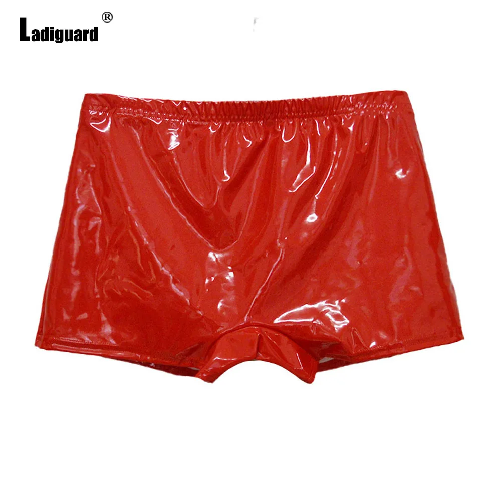 Sexy Men Pu Leather Lingerie Shorts 2024 America and Europe Style Dancing Club Short Underwear Red Black Soft Fetish Hotpants