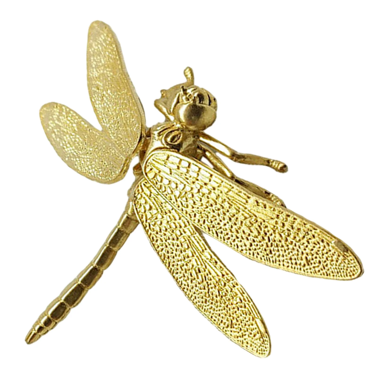 

Handcrafted Brass Dragonfly Sculpture Lifelike Wing Design Desktop Ornament for Feng Shui Decor Home Office