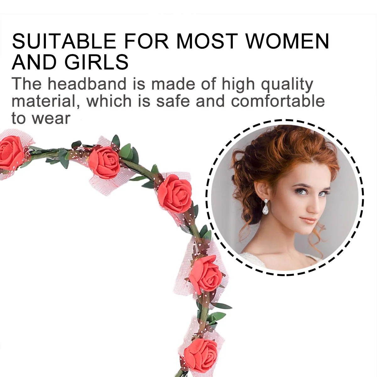 

6Pcs LED Flower Headband Elegant Light Up Floral Wreath Hair Accessory for Wedding Party Festival LED Flower Wreath