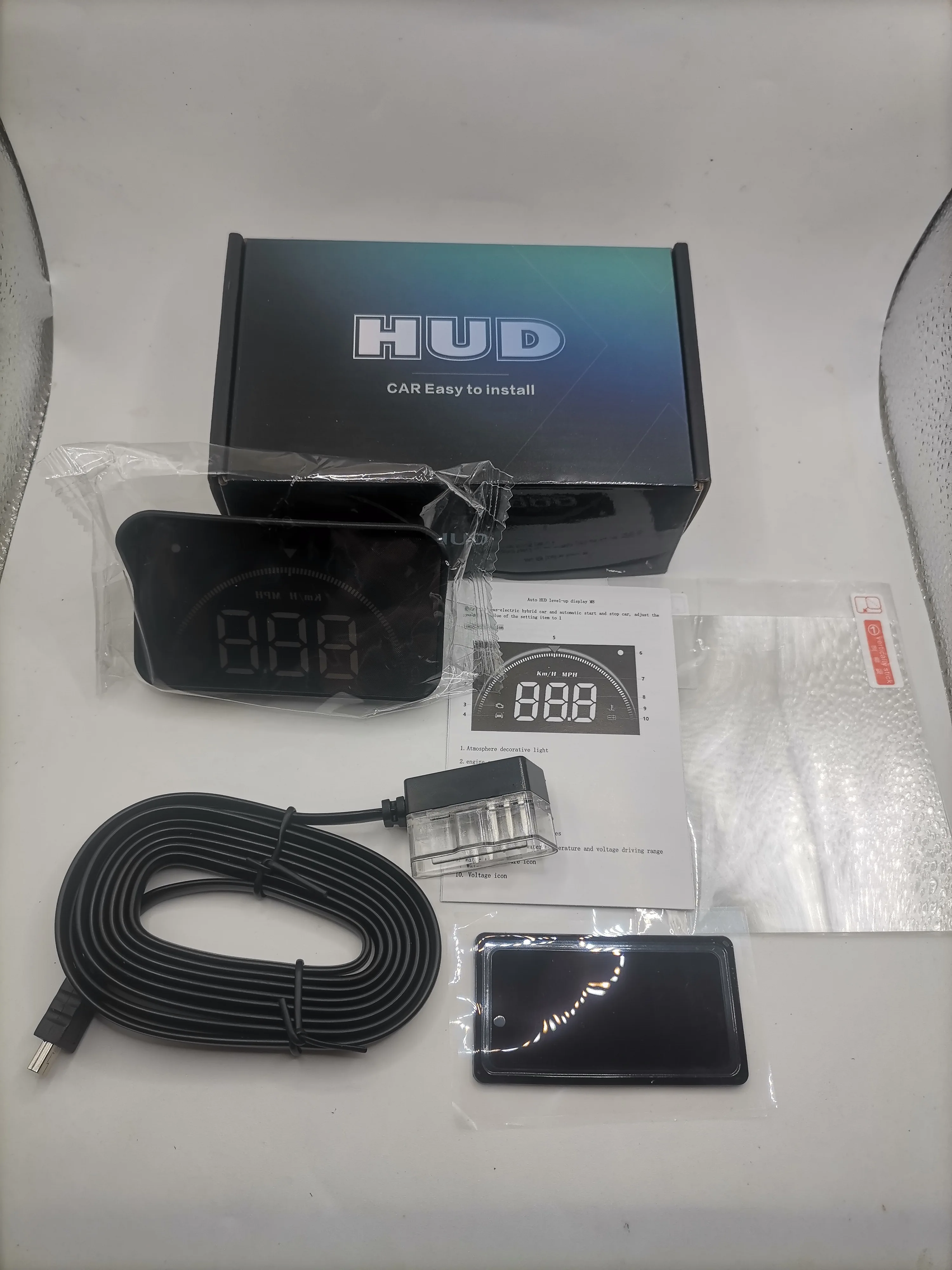 M8 Car HUD Head up Display OBD Speedometer Windshield Projector Overspeed Warning Smart Digital Water Temp Voltage Speed Meter