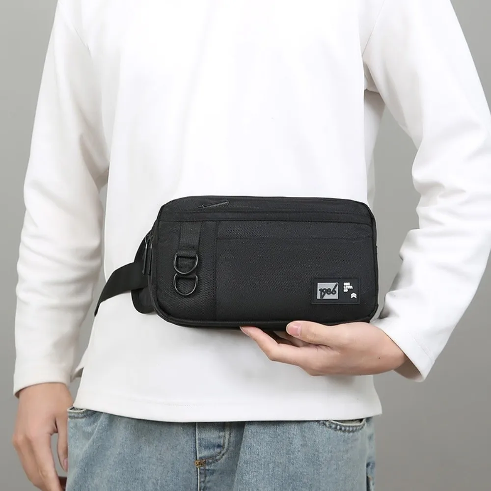 

Shoulder Bag Men Crossbody Bag Phone Pouch Large Capacity Nylon Waist Bag Oxford Cloth Zipper Chest Bag School Office