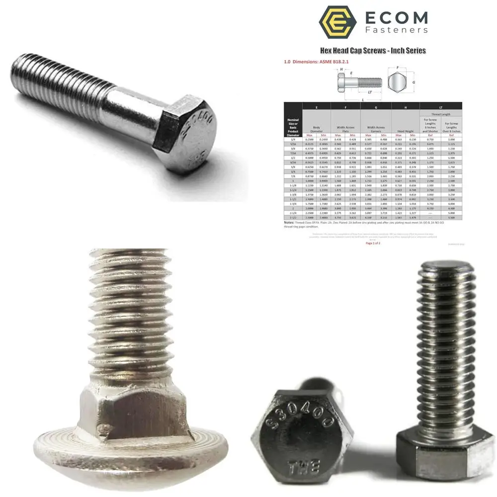 

Stainless Steel Hex Cap Screws 5/8-11 x 2-1/4 Inches Coarse Thread Partially Threaded Set of 25
