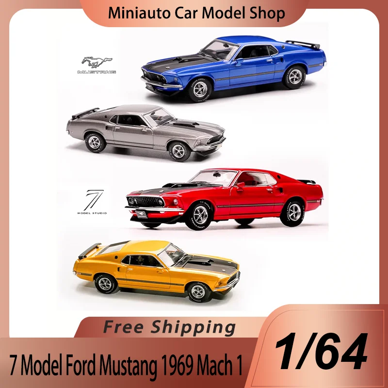 

New In Stock 7 Model 1:64 Ford Mustang 1969 Mach 1 Sports Car Alloy Miniature Diecasting Model Mustang Car Model Toys Kids Gift